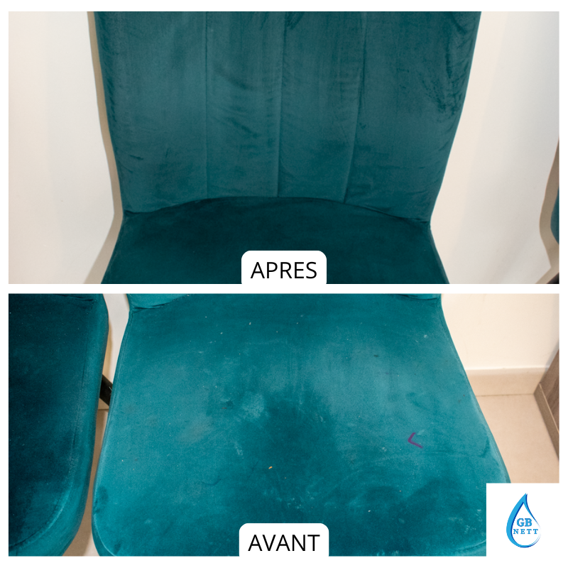 Résultat avant après nettoyage chaise tissu – GB Nett