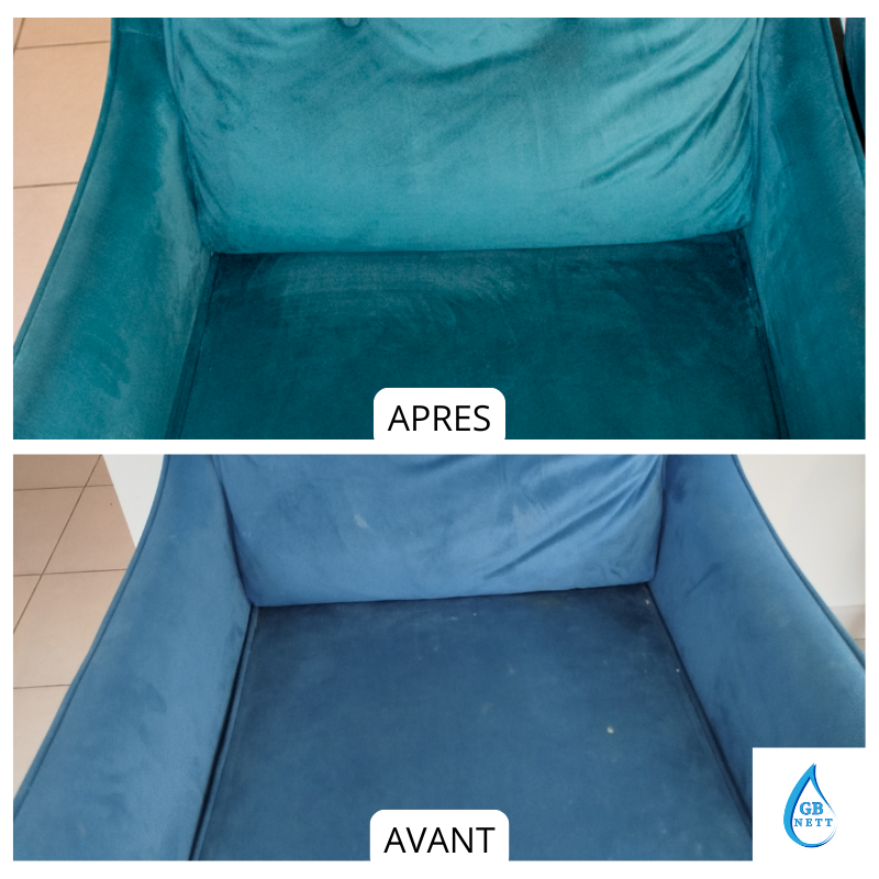 Résultat avant après nettoyage canapé tissu – GB Nett